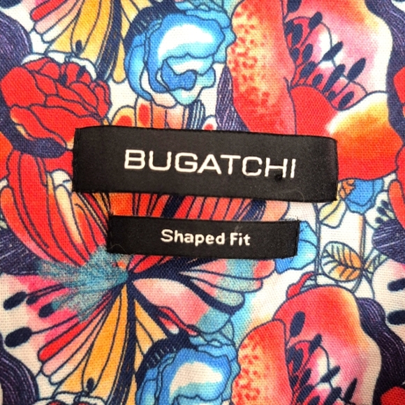 Bugatchi Men’s Shaped Fit Floral Cotton Button Down Shirt – Size Medium - Picture 2 of 5